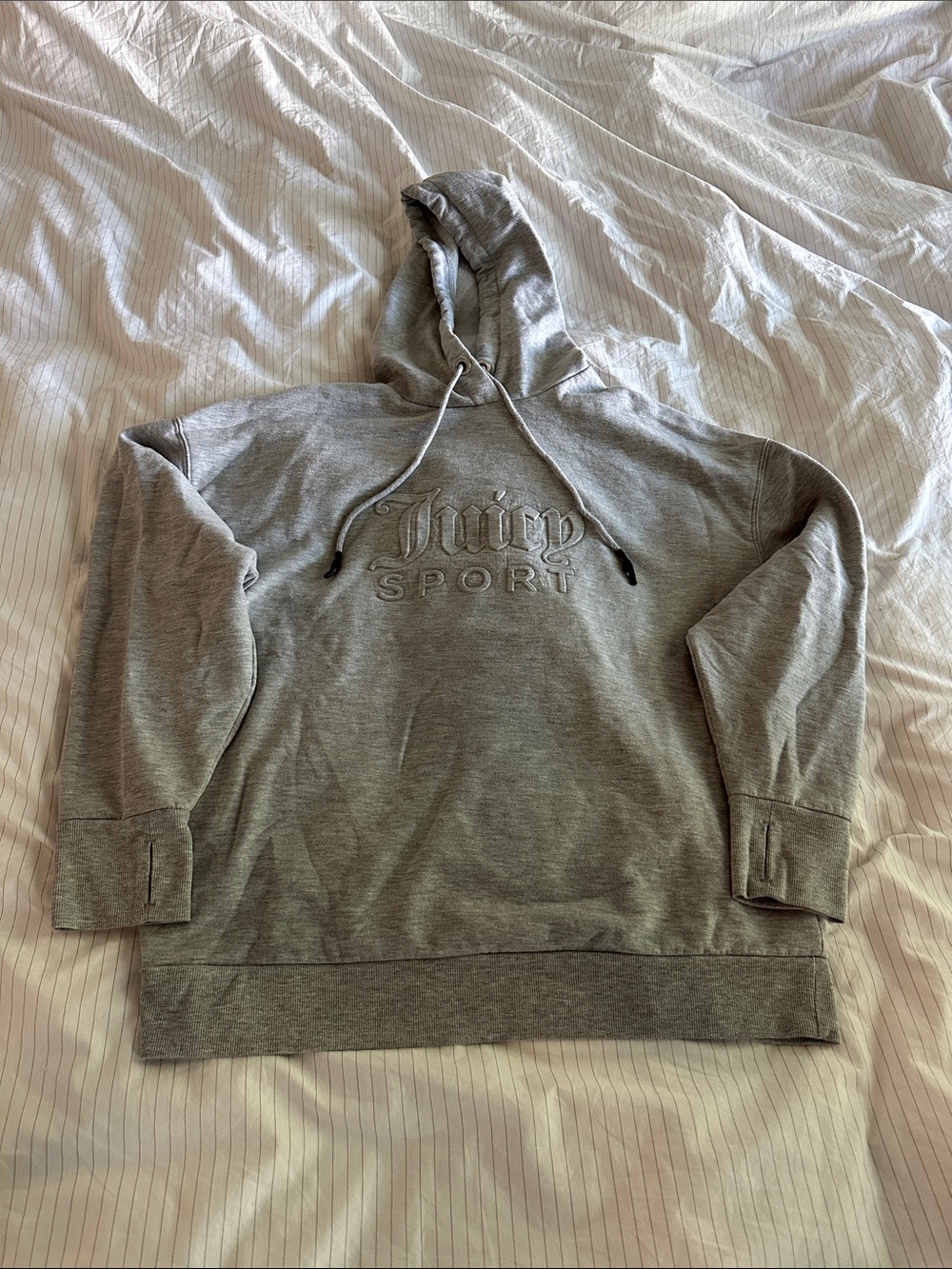 Juicy Couture Sport - Gray Embroidered Logo Pullover Hoodie - L